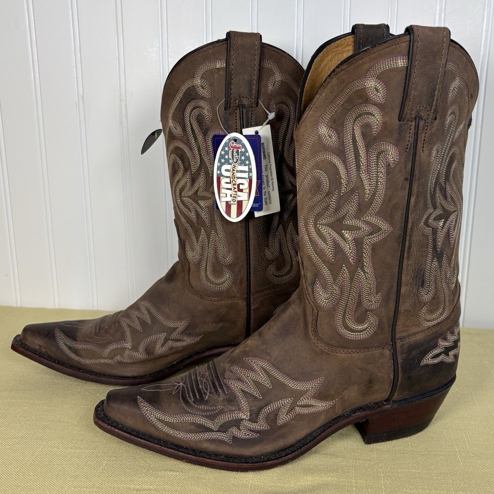 Justin Bent Rail Western Boot BRL113 Sz 10 B Ponteggio Cowhide Narrow Square Toe